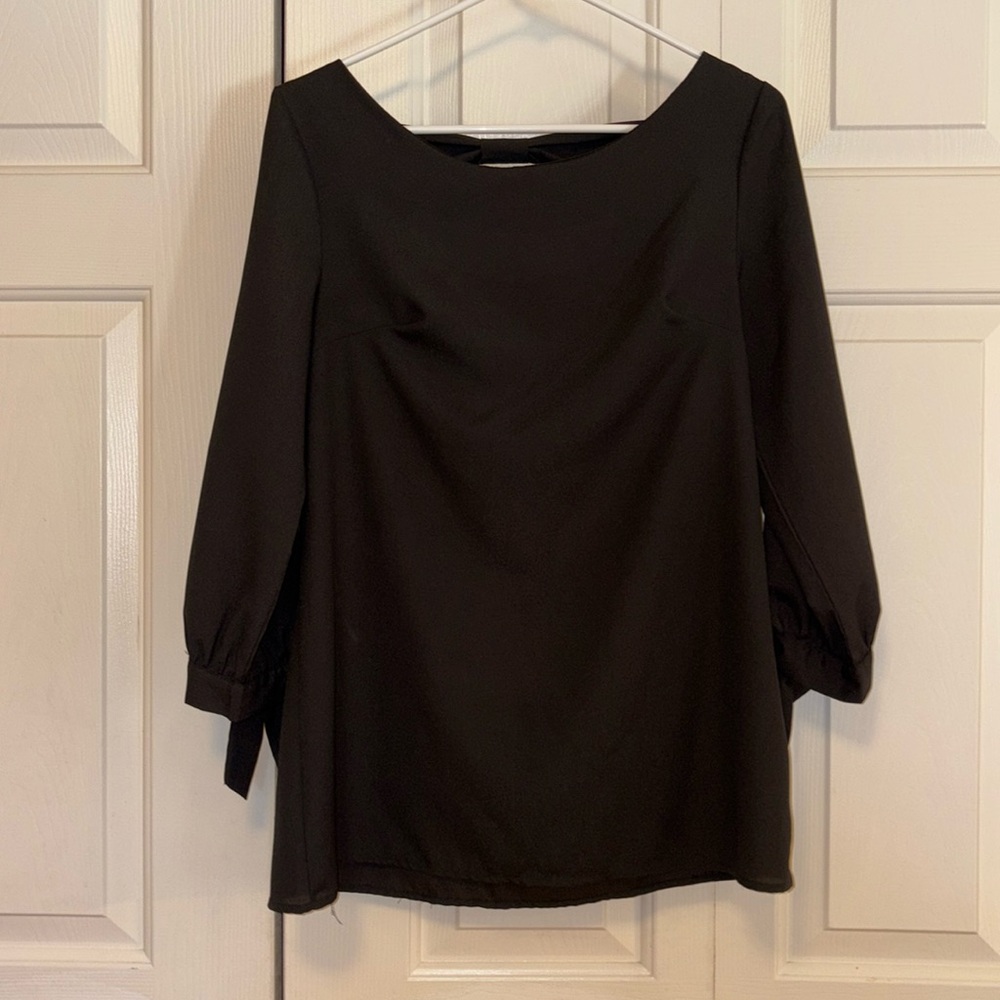 Black Blouse Top with Bow detail down back